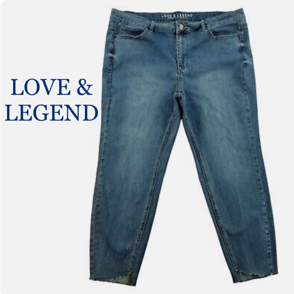 26W Love & Legend Straight Leg Ankle Jean with Raw Edge Hem